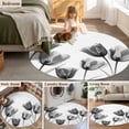 thumbnail image 5 of Black Grey Tulip Round Area Rug 5 FT, Non Slip Bedroom Rugs, Flower Floral Modern Minimalist White Washable Soft Circular Carpet Non-Shedding Floor Mat for Kitchen Dining Room Foyer Balcony Dorm, 5 of 8