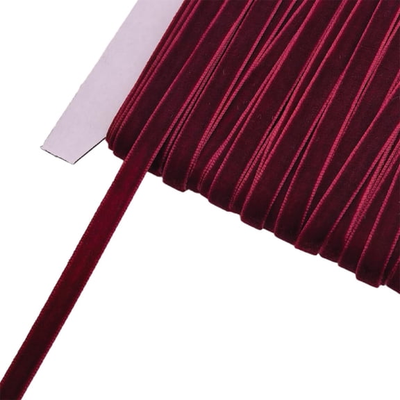 10 Yards 1/4" Velvet Ribbon Lots Bulk (Burgundy, 1/4"(6mm))