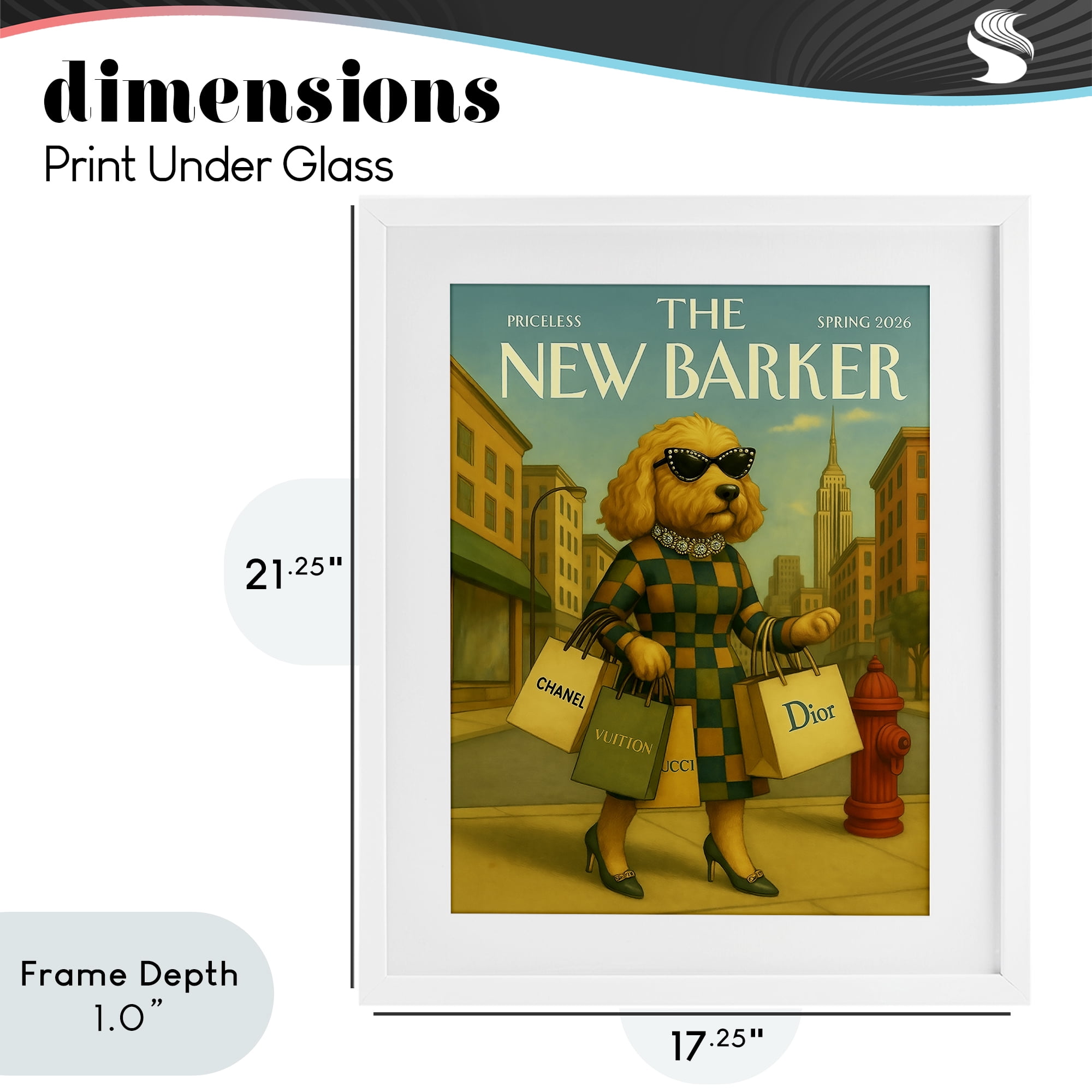 Stupell Industries New Barker Dog Magazine White Framed Print Under Glass, design by Grotto Studios