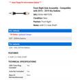 thumbnail image 2 of Front Right Axle Assembly - Compatible with 2015 - 2019 Kia Sedona 2016 2017 2018, 2 of 2