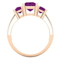 thumbnail image 3 of Dazzlingrock Collection Princess Amethyst 3 Stone Engagement Ring for Women (Color Purple, Clarity Moderately Included) in 14K Rose Gold, Size 9, 3 of 6