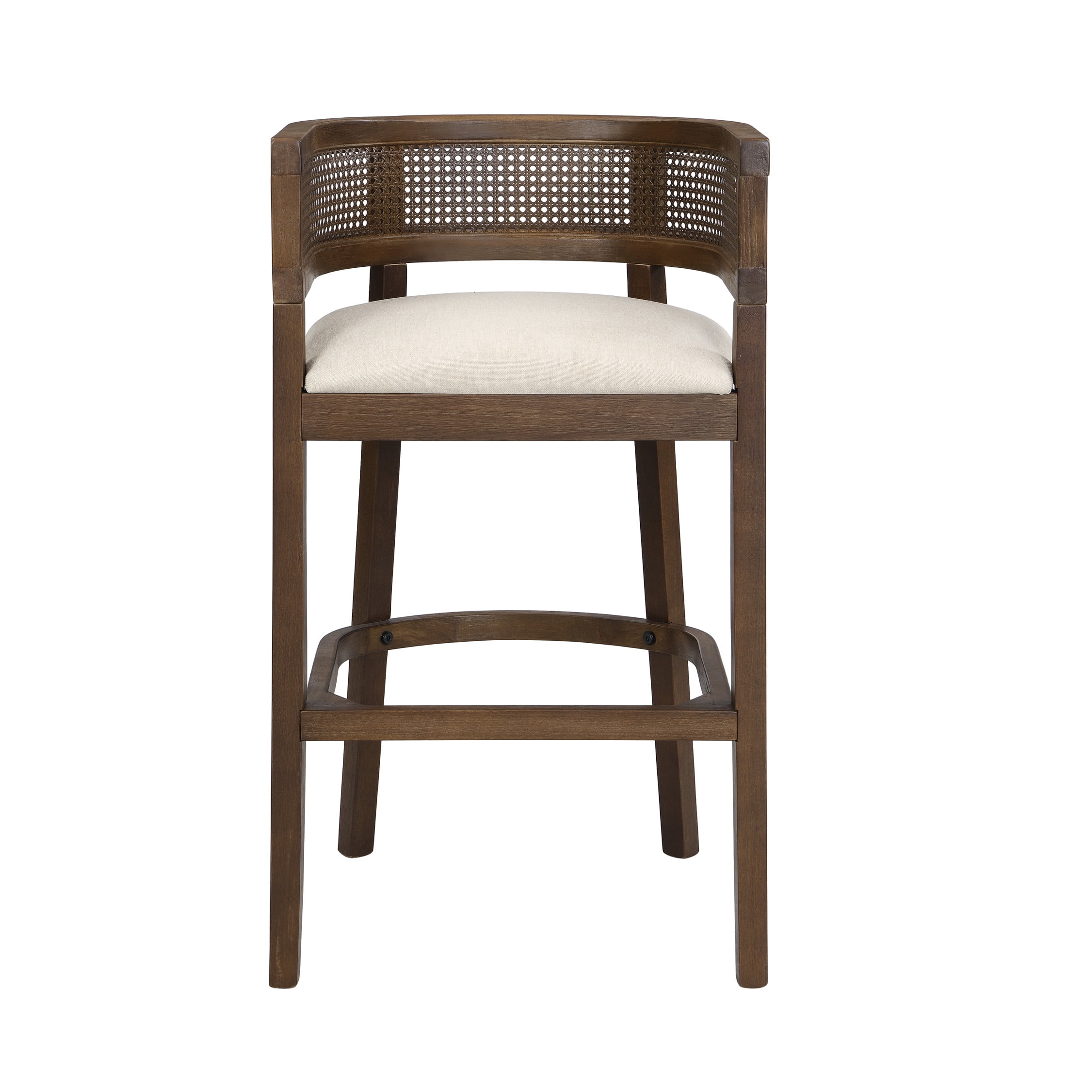 Christopher Knight Home 29.5" Upholstered Bar Stools, Wood Frame with Rattan Back, Walnut, Set of 2