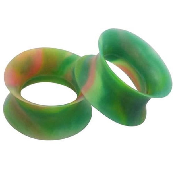 Piercing Expansor De Oído Silicona Negra Blanca Fluorescente