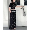 thumbnail image 4 of SJLDQY Girls Wide Leg Pants Lace Trousers for Girls Cute Bow Graphic Casual Baggy Pants with Pockets, 4 of 9