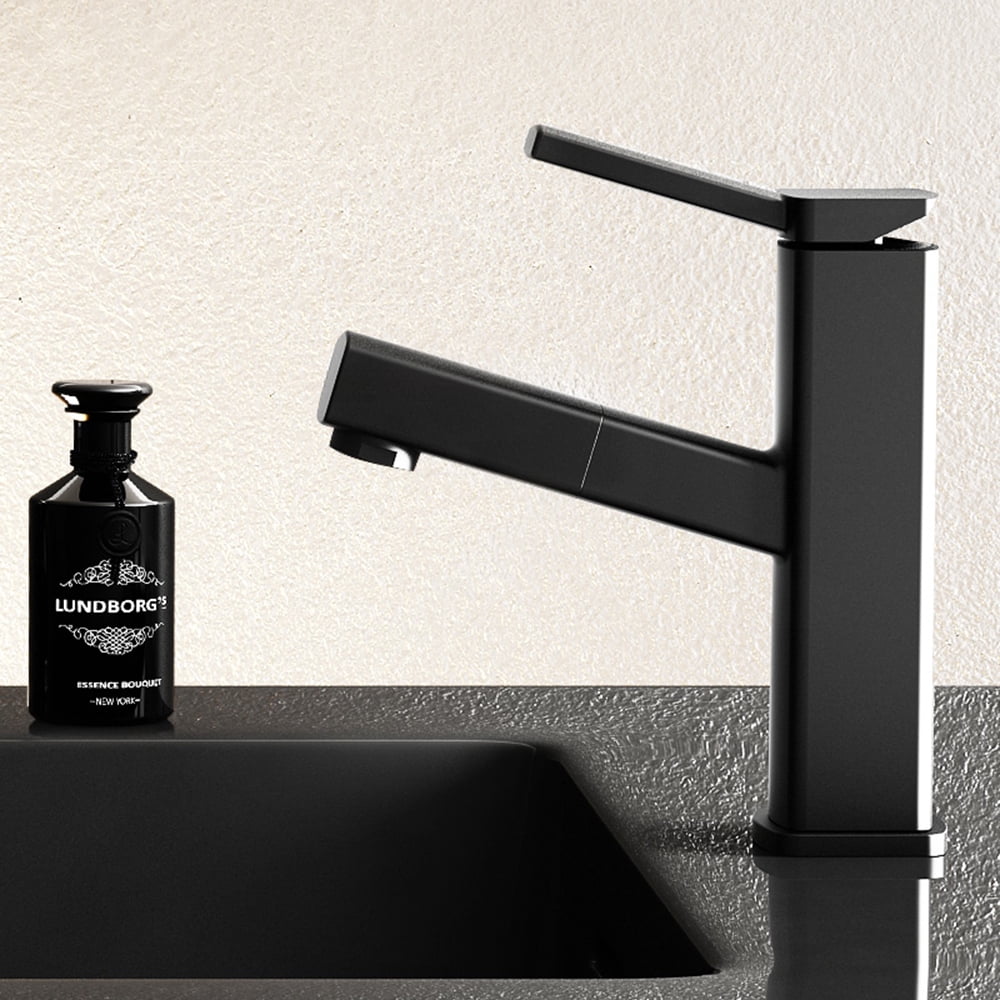 KAIYING Bathroom Sink Faucet with Pull-Out Sprayer, Single Handle, Rotating Spout, Suitable for RV & Utility Bar Sink