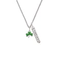 thumbnail image 2 of Delight Jewelry Silvertone Translucent Green Shamrock Silvertone Forever Bar Charm Necklace, 23", 2 of 4
