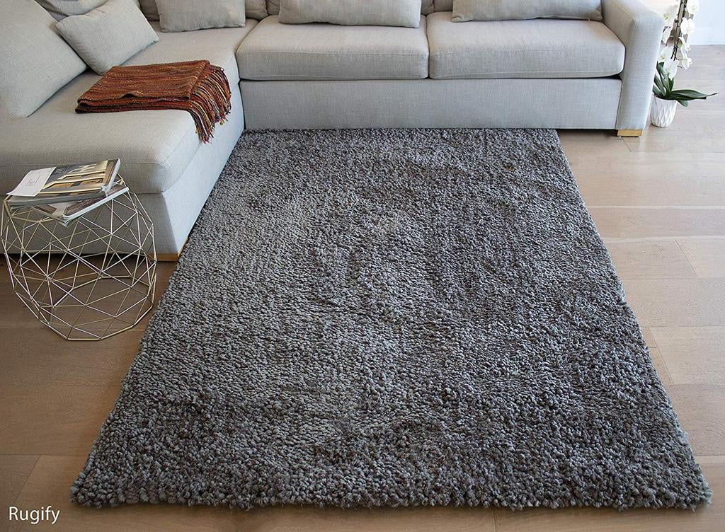 5'x7' Feet Gray Grey Color Solid Fuzzy Furry Fluffy Shag Shaggy Area
