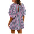 thumbnail image 4 of Umbreon Purple Womens Rompers Summer Casual Short Sleeve Cre W Neck Striped Printed Shorts Overalls Jumpsuit with Pockets, 4 of 5