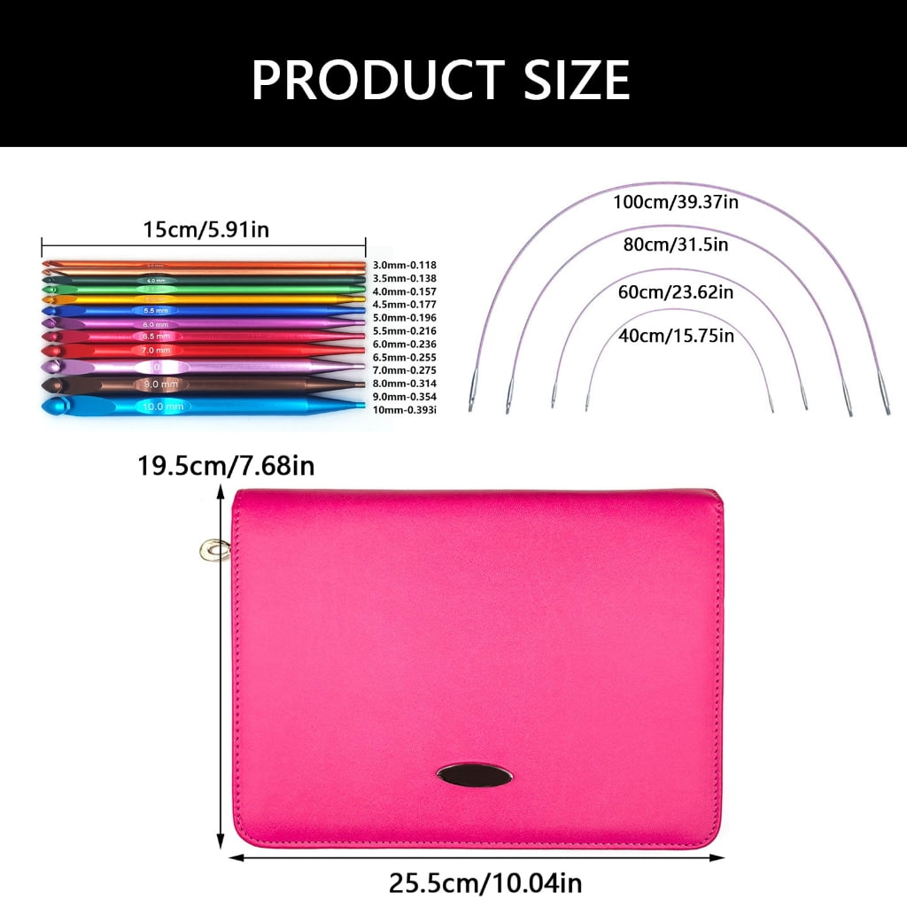 Geemin 12Pairs of Interchangeable Circular Knitting Needle Set with Case for Beginner