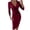 Wine, variant on Lndajk Women's Vintage Faux Wrap V Neck Three Quarter Sleeve Formal Classic Party Work Dress with Belt Black L