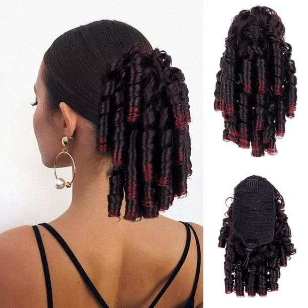 DIFEI 12 inch Drawstring ponytail extension hair Wavy Curly Hair Ponytail Synthetic Hairpiece for Women Daily Looking (BLACK) DIFEI 12 inch Drawstring ponytail extension hair Wavy Curly Hair Ponytail Synthetic Hairpiece for Women Daily Looking (BLACK)