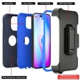 thumbnail image 4 of NIFFPD iPhone 14 Pro Case with Screen Protector + Belt-Clip Holster, Heavy Duty Hard Shockproof Phone Case for iPhone 14 Pro 6.1" Dark Blue+Blue, 4 of 4
