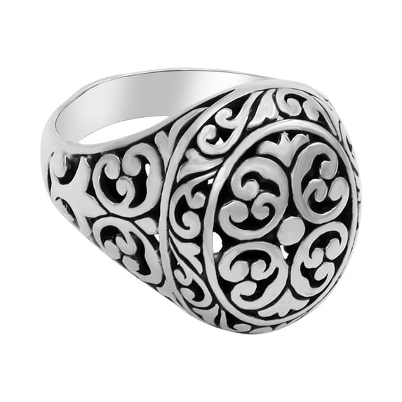 DEVATA Bali Sterling Silver Filigree 18mm Dome Ring