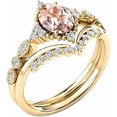 thumbnail image 2 of Gems Jewels 925 Sterling Silver 2.00 Ct Oval Cut Morganite & White Diamond Wedding Valentine's Anniversary Christmas Bridal Ring Set 14K Yellow Gold Plated For Women's -10, 2 of 4