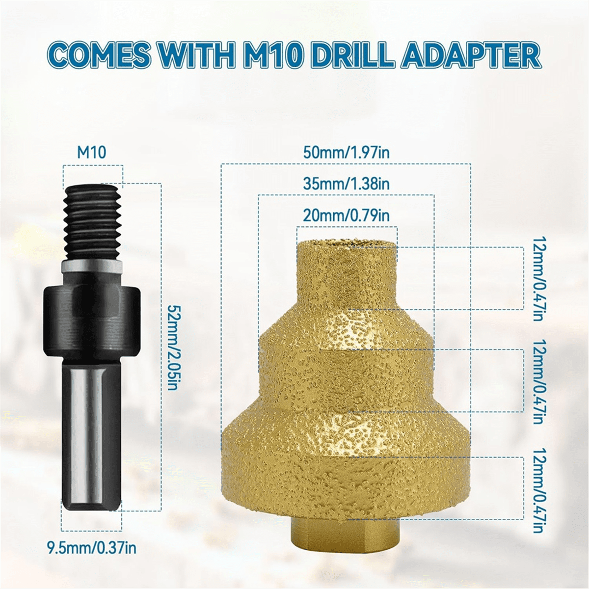 2Pcs Diamond Step Drill Bit, 20mm 35mm 50mm Diamond Hole Opener Puncher Round Hole Cone Grinder Bit for Marble Stone