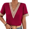 thumbnail image 2 of Top para mujer NikouMX blusa de verano cuello en V mangas cortas S M L XL, 2 of 6