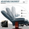 thumbnail image 4 of Faux Leather Manual Recliner, Adjustable Swivel Lounge Chair with Footrest, Armrest and Wrapped Wood Base for Living Room, Blue, 4 of 18