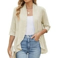 thumbnail image 2 of yocbz Womens Bolero Shrugs for Summer Dress Women Cardigan Bolero Shrug for Dress 3/4 Sleeve Tops Beige,Size for S, 2 of 9