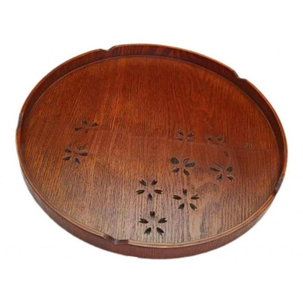 Bandeja redonda de madera, bandeja de té, bandeja de cocina, bandeja de madera para servir, plato para servir para baño, decoración otomana para el 30cm
