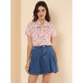 thumbnail image 2 of Unique Bargains Blouse Imprimée à Manches Courtes avec Nœud pour Femmes, 2 of 6