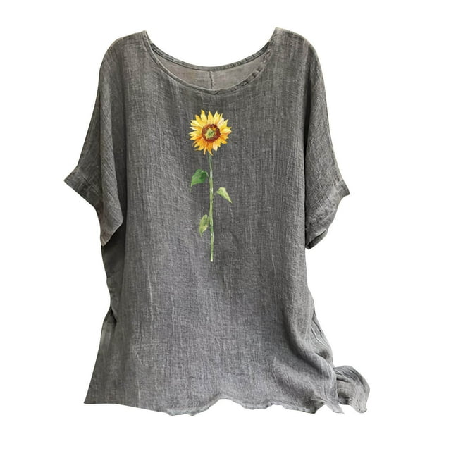 Tnhcen Chemise d'Été Vintage à Manches Courtes Col Rond – Coupe Ample en Coton Lin Style Rétro Basique P-2TG