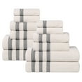 thumbnail image 3 of Superior Zero Twist Cotton Ribbed Geometric 12-Piece Towel Set, Ultra Soft Quick Dry, Stone, 3 of 12
