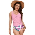 thumbnail image 6 of BOBOGOJP RELELCIGA Women’s Tankini Top V Neck Ruched Tummy Control Bathing Suit Top M for Size Light Pink, 6 of 8