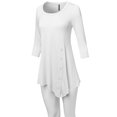 thumbnail image 5 of FashionOutfit Women's Casual Solid Soft Stretch Asymmetrical 3/4 Sleeve Button Tunic Top, 5 of 5