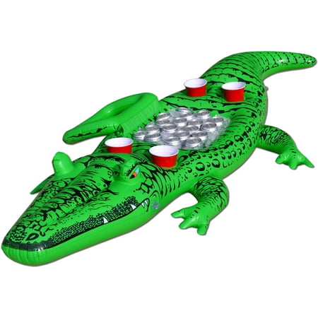 GoFloats Party Gator Floating Alligator with Cooler and Cup Holders, Over 6' Long