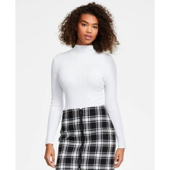 Dkny Jeans Women's Ribbed Mock Neck Bodysuit - IVY - IVORY