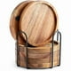 thumbnail image 1 of wonima02 Acacia Wood Coasters for Drinks with Lip, Round Drink Coasters with Holder for Coffee Table Dining Table Wooden Table Coasters for Farmhouse Desk, Set of 6, 1 of 1