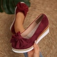 thumbnail image 5 of Gpaecead Women's Bow Platform Wedge Mary Jane Shoes Round Toe Espadrille Style Faux Suede Slip On Cushioned Shoes For Casual Burgundy, 5 of 8