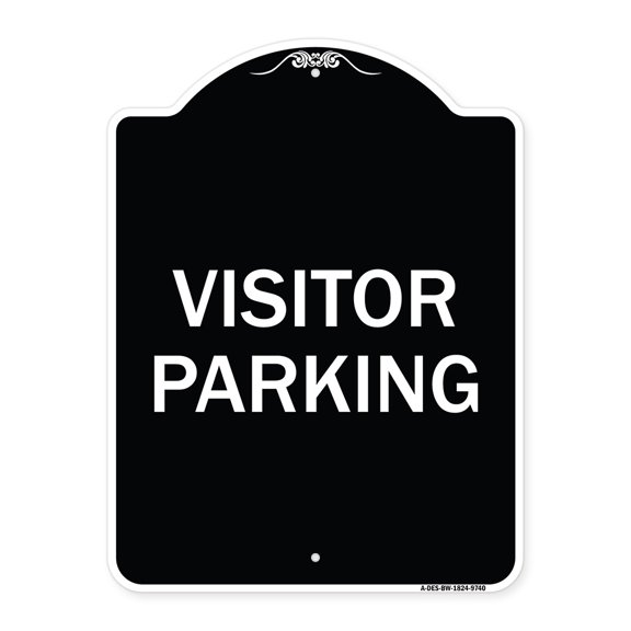 SignMission Designer Series Sign - Visitor Parking | Black & White 18" x 24" Heavy-Gauge Aluminum Architectural Sign | Protect Your Business & Municipality | Made in the USA