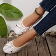 thumbnail image 5 of GERsome Ballet Flats for Women Round Toe Slip-On Casual Shoes Lace Mesh Breathable Wedding Dressy Floral Work Shoes, White Size 6, 5 of 9