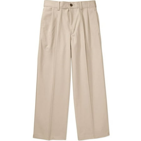 Boys Pleated Twill Pant-husky