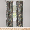thumbnail image 3 of Ambesonne Tropical Curtains, Exotic Wild Flowers Art, Pair of 28"x95", Dark Rust Teal and Yellow, 3 of 5