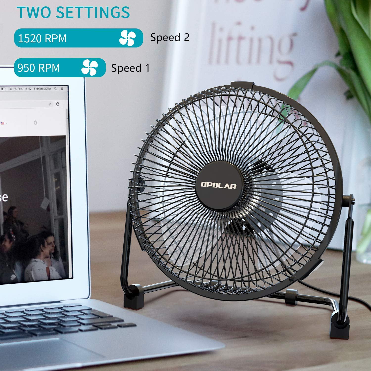 vene opskrift i morgen OPOLAR USB Powered Desk Fan with USB Plug, 9 Inch Quiet Portable Fan with  Enhanced Airflow, 2 Speeds,Perfect Personal Cooling Fan for Home Office  Table - Walmart.com