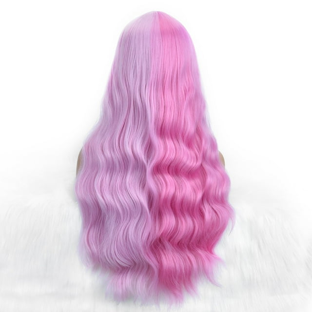 mtvxesu Wig Women's Wavy Long Curly Hair With Natural Bangs In The Center