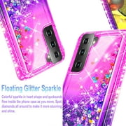 Starshop Case for Samsung Galaxy S22, Liquid Glitter Quicksand Bling Diamond -Pink/Purple