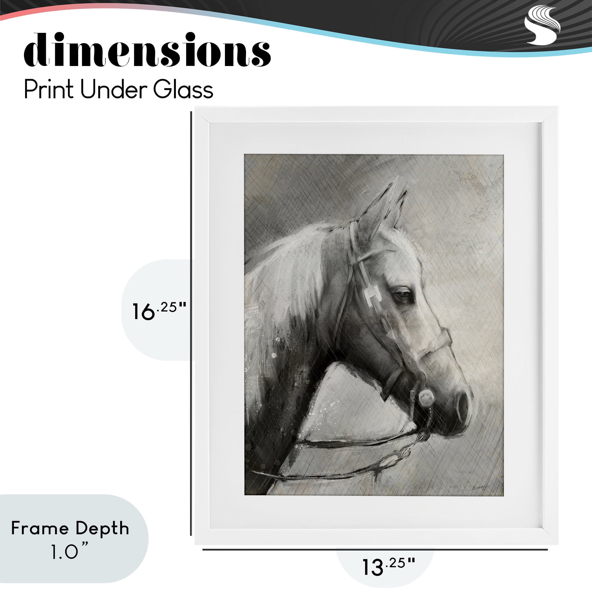 Stupell Industries Modern Ranch Horse White Framed Print Under Glass, design by Chad Barrett