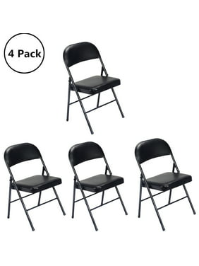 UBesGoo 4 Pack Folding Chairs Cushioned Padded Seat Wedding Chairs with Metal Frame, Black