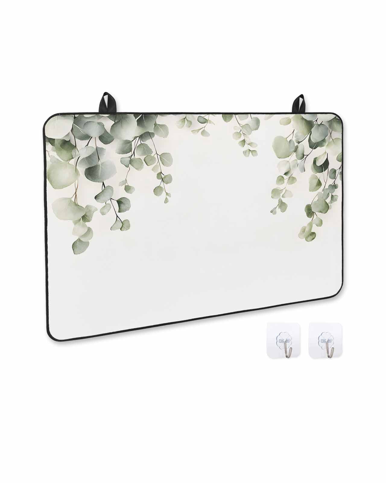 nqOlkjepod Large Induction Cooktop Protector Mat 24"x21", Sage Green Leaves Stove Top Covers for Electric Stove, Watercolor Spring Botanical Eucalyptus Stove Burner Cover Mats, Glass Top Stove Cover