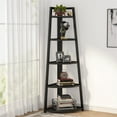 thumbnail image 4 of 5 tier Bathroom Corner Shelf Storage Tower Cabinet Rustic Brown Vintage Brown, 4 of 5