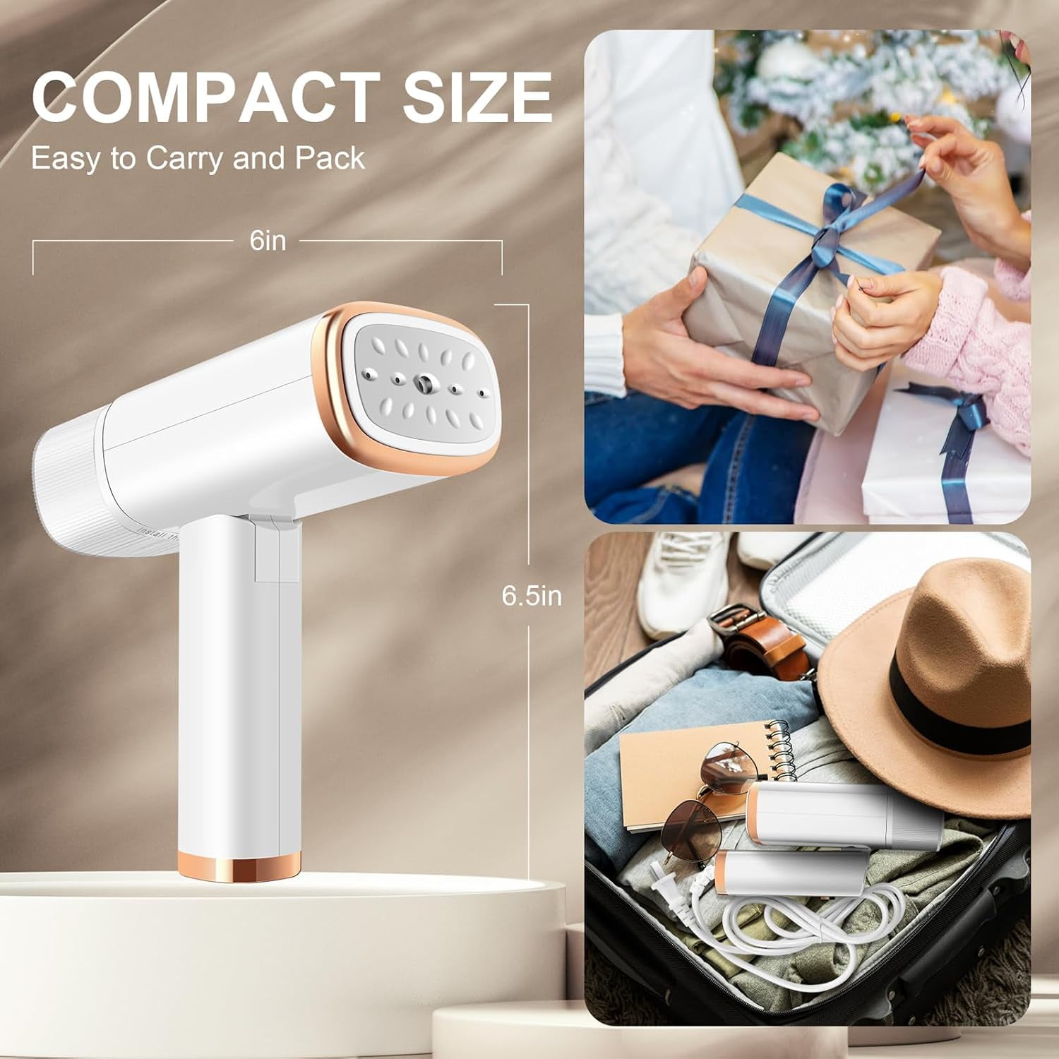 Sewnow Travel Garment Steamer for Clothes, 1000W Mini Portable Handheld Steam Iron with 120ML Detachable Water Tank, Foldable Fabric Wrinkles Remover, 20s Fast Heat Up for Home Travel