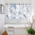 thumbnail image 3 of White Blue Spring Floral Kitchen Curtains Short 45 Inch Length, Summer Birds Botanical Grommet Top Bedroom Living Room Curtains, Light Filtering Cafe Curtain Drapes 2 Panels Set 84''x45'', 3 of 9