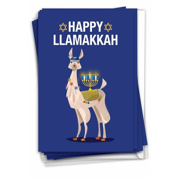 NobleWorks, Llamakkah - 36 Funny Chanukah Cards Boxed - Bulk Set, C7050HKG-B36x1