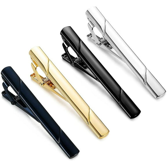 Dsseng 4 Pcs Tie Clips for Men Tie Bar Clip Set for Regular Ties Necktie Wedding Business Clips for Wedding Anniversary Business and Daily Life