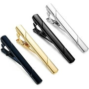 MesaSe Tie Clips for Men, 4 Pack Classic Tie Clip Silver Gold Black Necktie Tie Bar Pinch Clips Suitable for Wedding Anniversary Business and Daily Life
