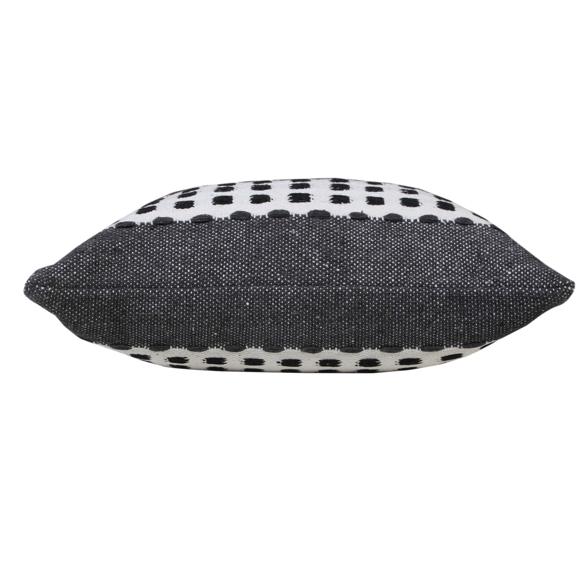 Laddha Home Designs Handwoven Dotted Cotton Throw Pillow Cover - 20" - Gray and White