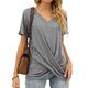 thumbnail image 3 of Top Casual De Verano, Top De Manga Corta Simple Con Frente Torcido A La Moda Para Mujer, Ropa Cómoda Para El Trabajo ANGGREK Otros, 3 of 5